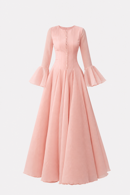 Pink Modest Maxi Dress With Matching Scarf