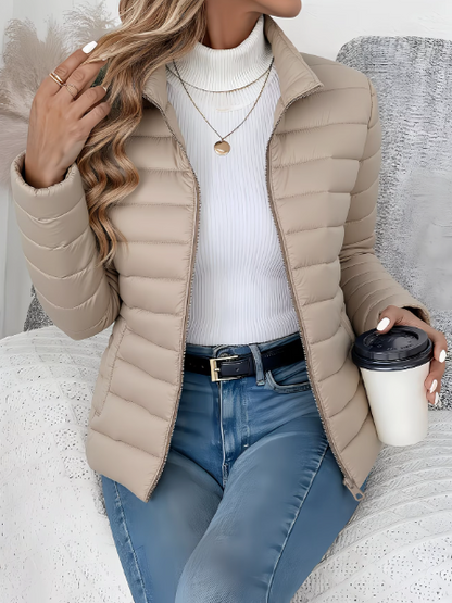 Lightweight quilted spring jacket with stand collar - view 4