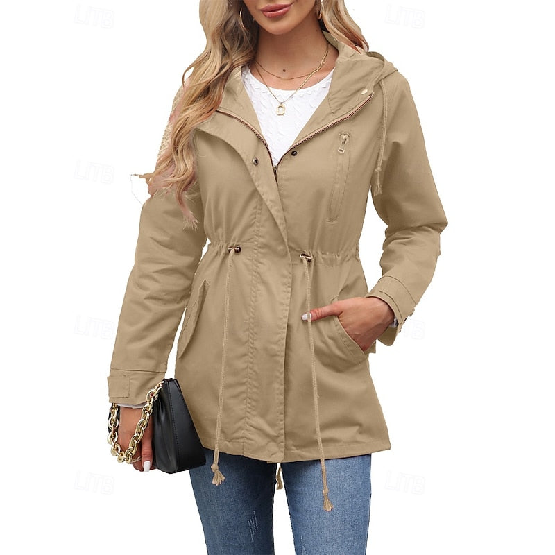 Hooded Utility Coat with Drawstring Waist - view 10