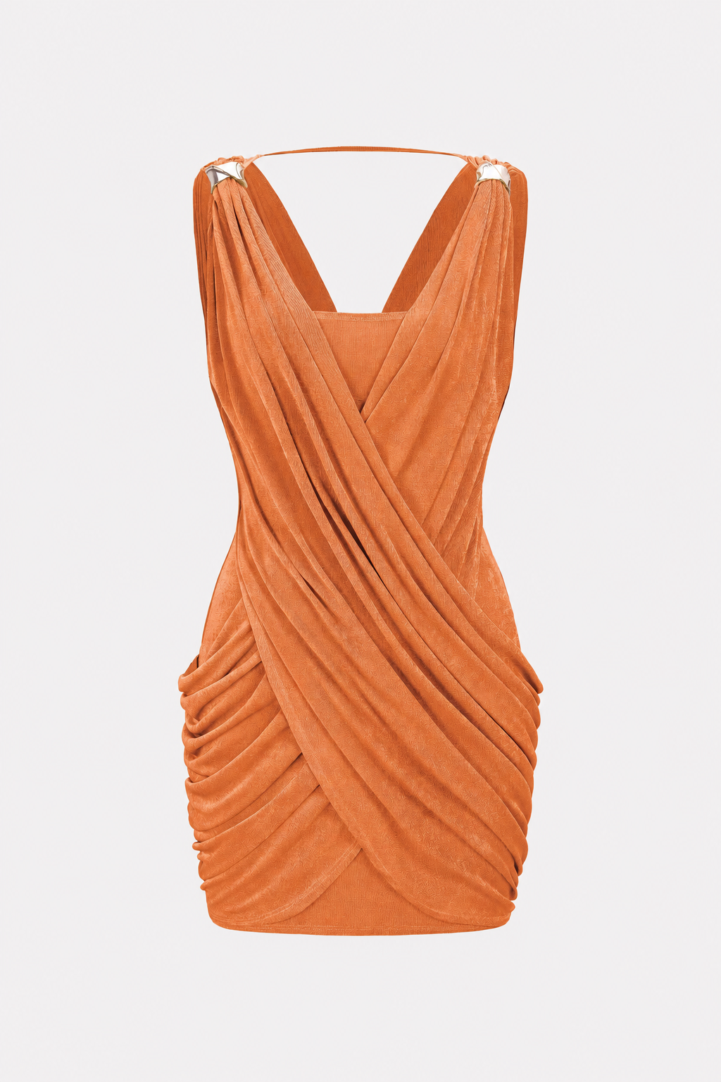 Ruched jersey mini dress with crossover V-neck - view 8