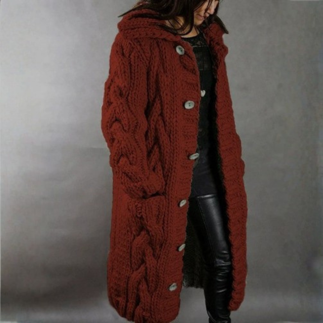 Cable Knit Longline Hooded Coat - view 9