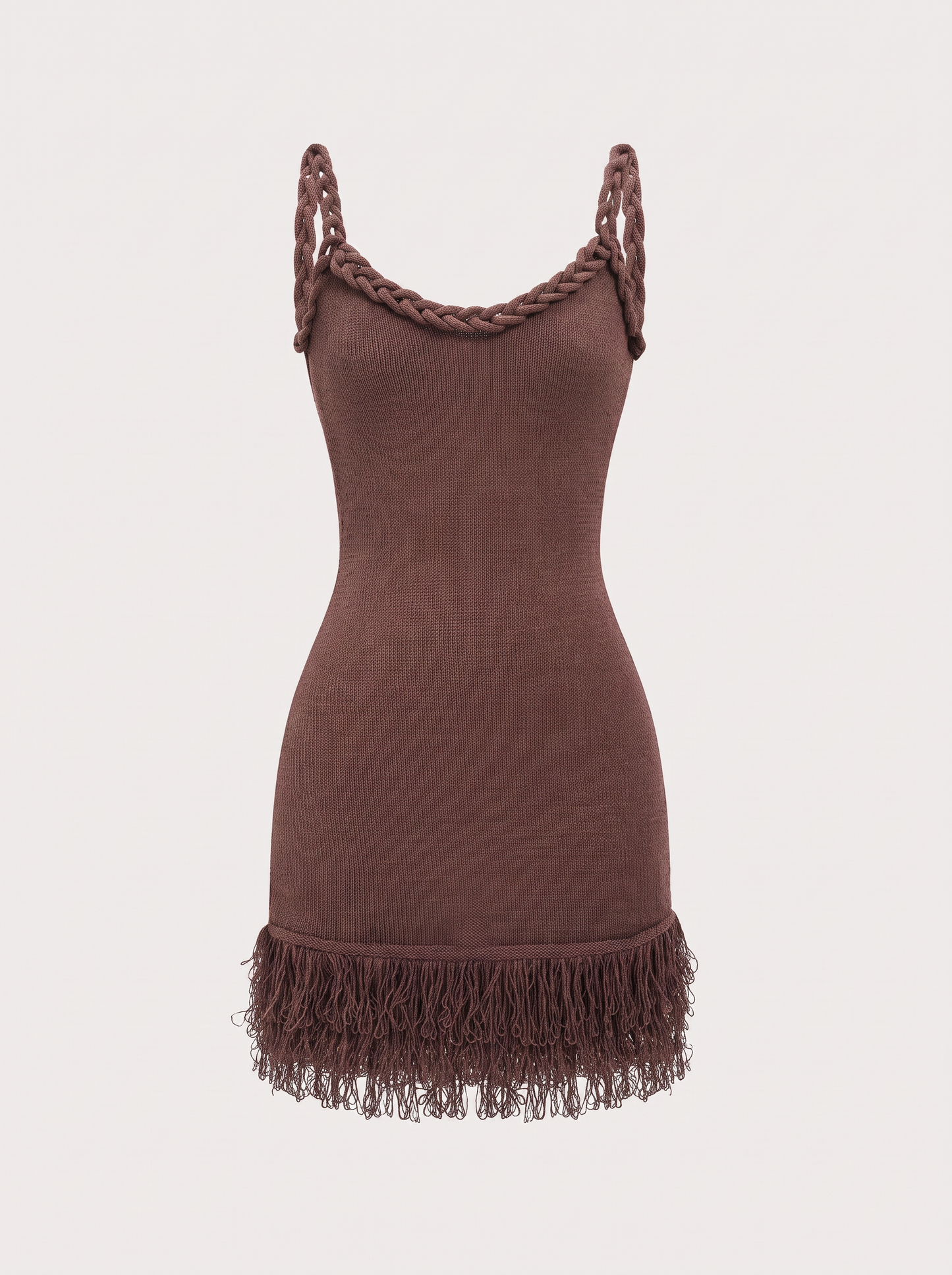Fringe Hem Open Knit Backless Mini Dress - view 7