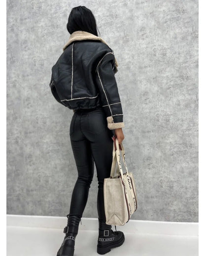Cropped Tailored Leather Jacket - view 9
