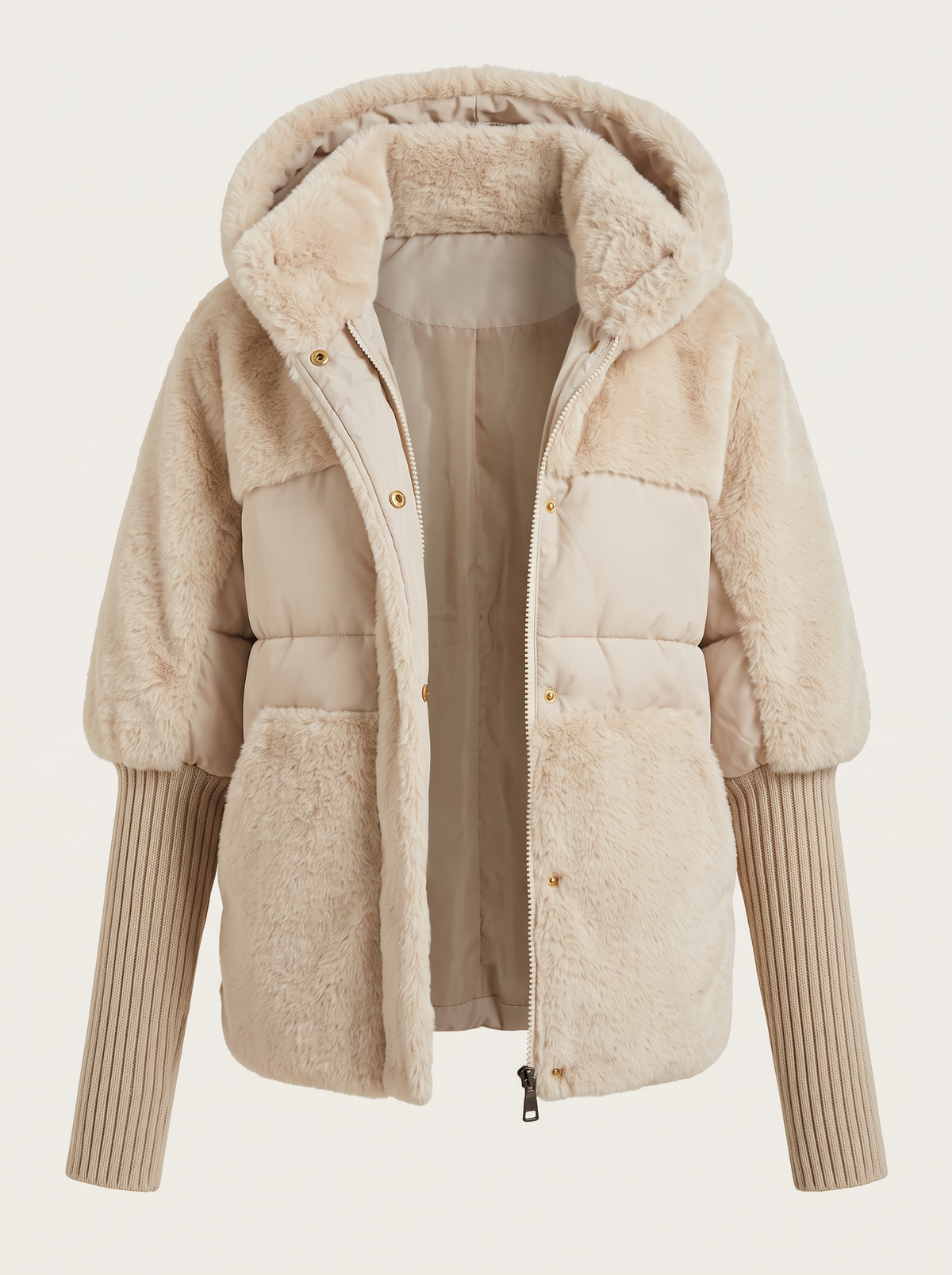 Faux Fur Trim Hooded Puffer Jacket