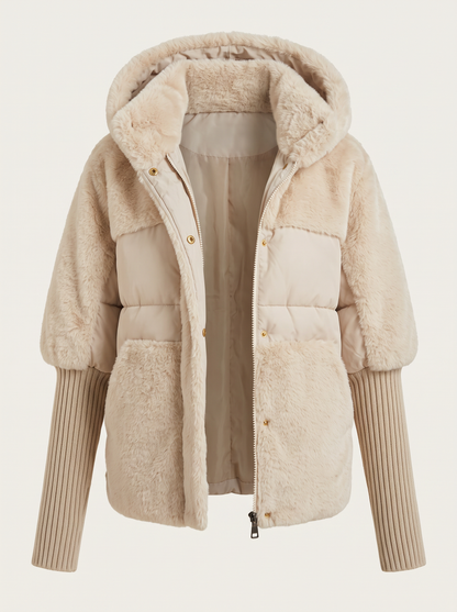 Faux Fur Trim Hooded Puffer Jacket