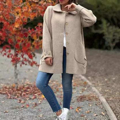 Oversized Buttoned Coat With Patch Pockets - view 2