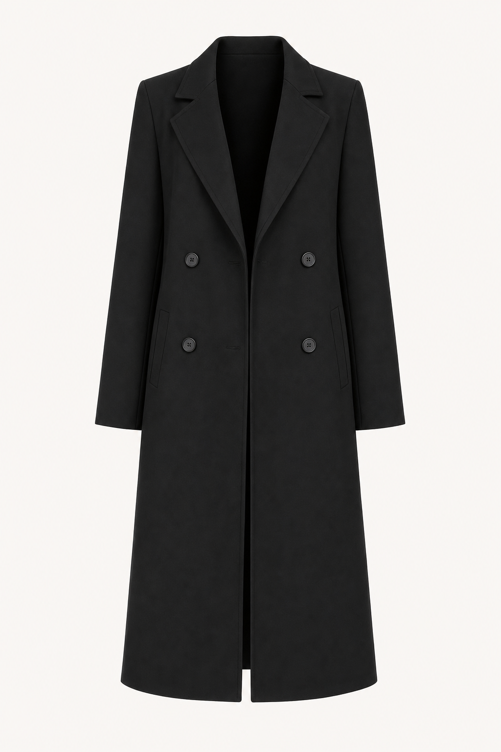 Black double-breasted long coat