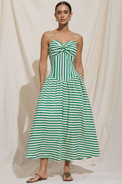 Striped ruched maxi dress with back zip - view 2