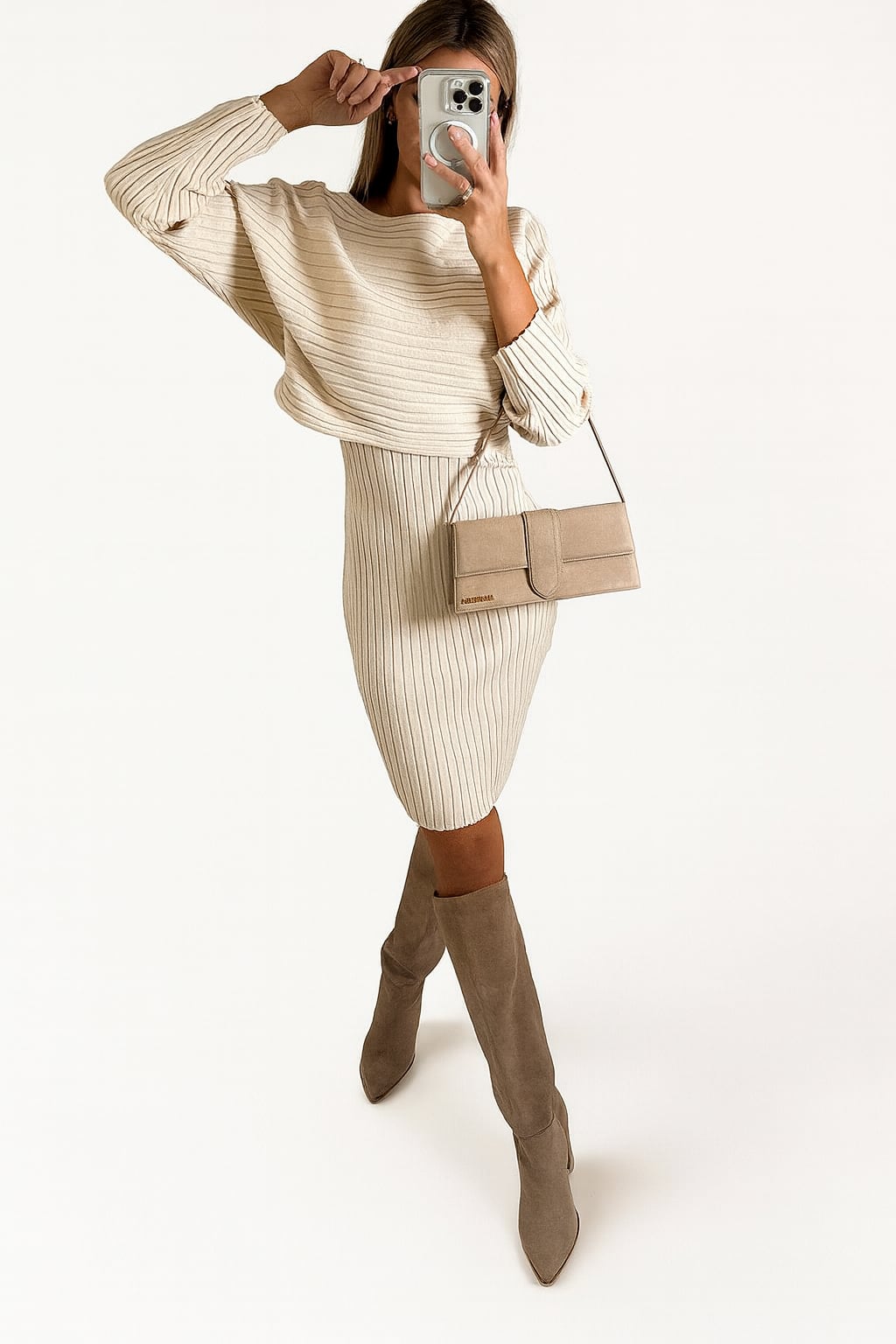 Ribbed Knit Two-Piece Midi Set - 6
