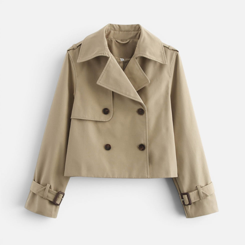 Cotton Blend Cropped Trench Jacket - view 6