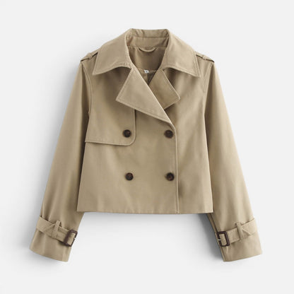 Cotton Blend Cropped Trench Jacket - view 6
