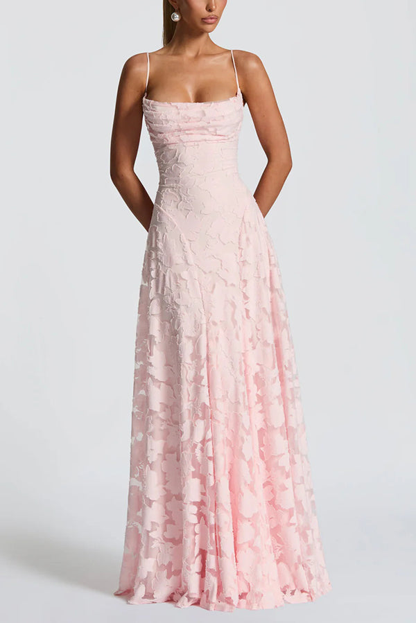 Floral Burnout Jersey Maxi Dress, Lace-Up Back - view 6