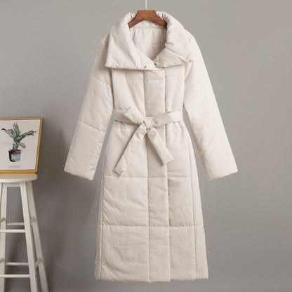 Quilted Cotton Blend Long Belted Coat - view 2