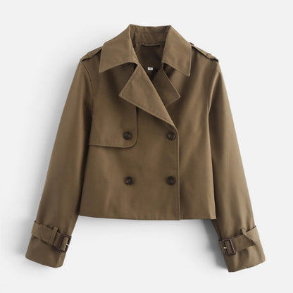 Cotton Blend Cropped Trench Jacket - view 3