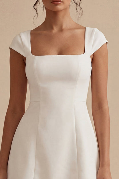 White satin A-line cap sleeve dress - view 3