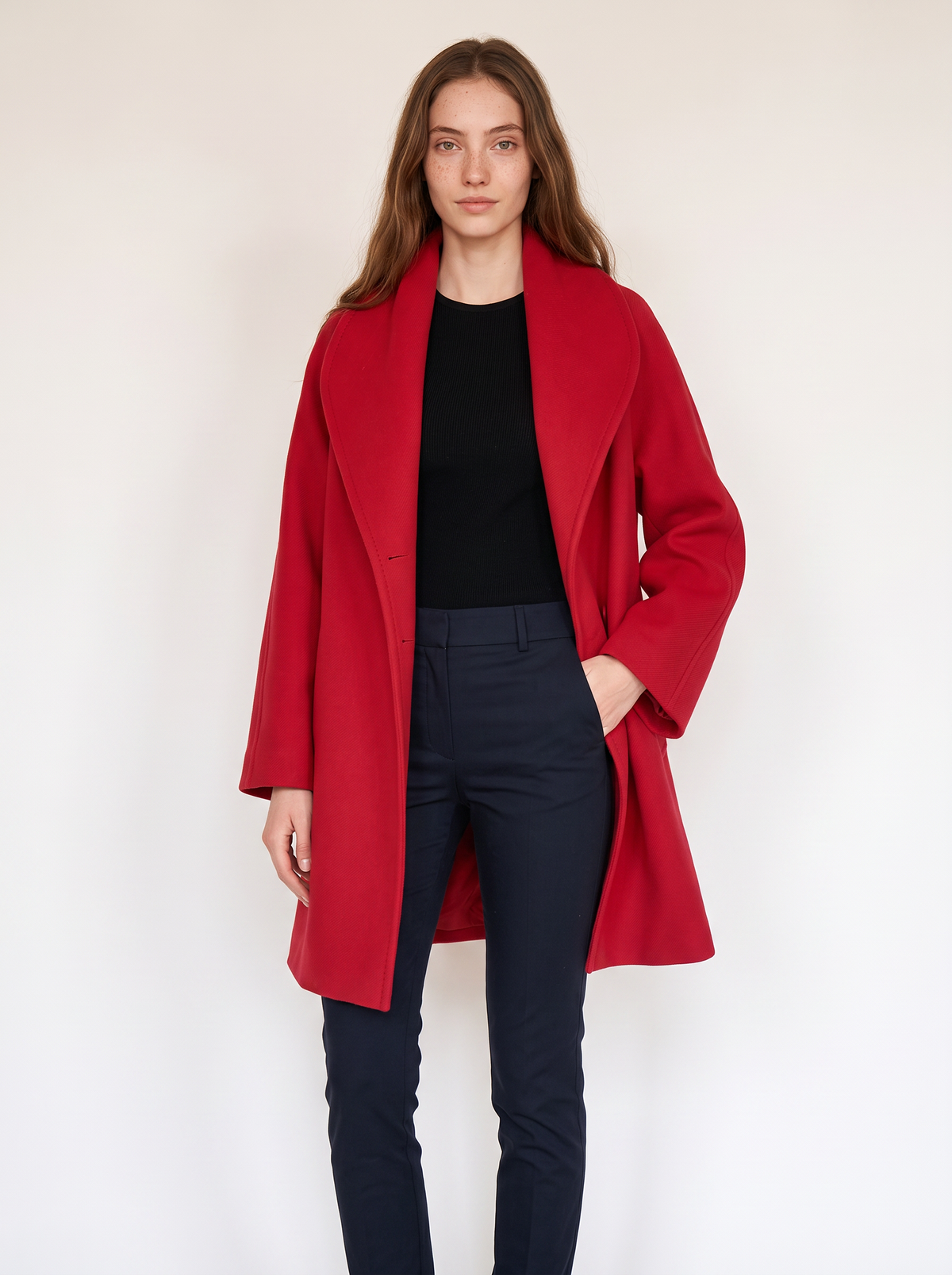 Women's Belted Warm Wool-Blend Coat Oversized Fit - 3