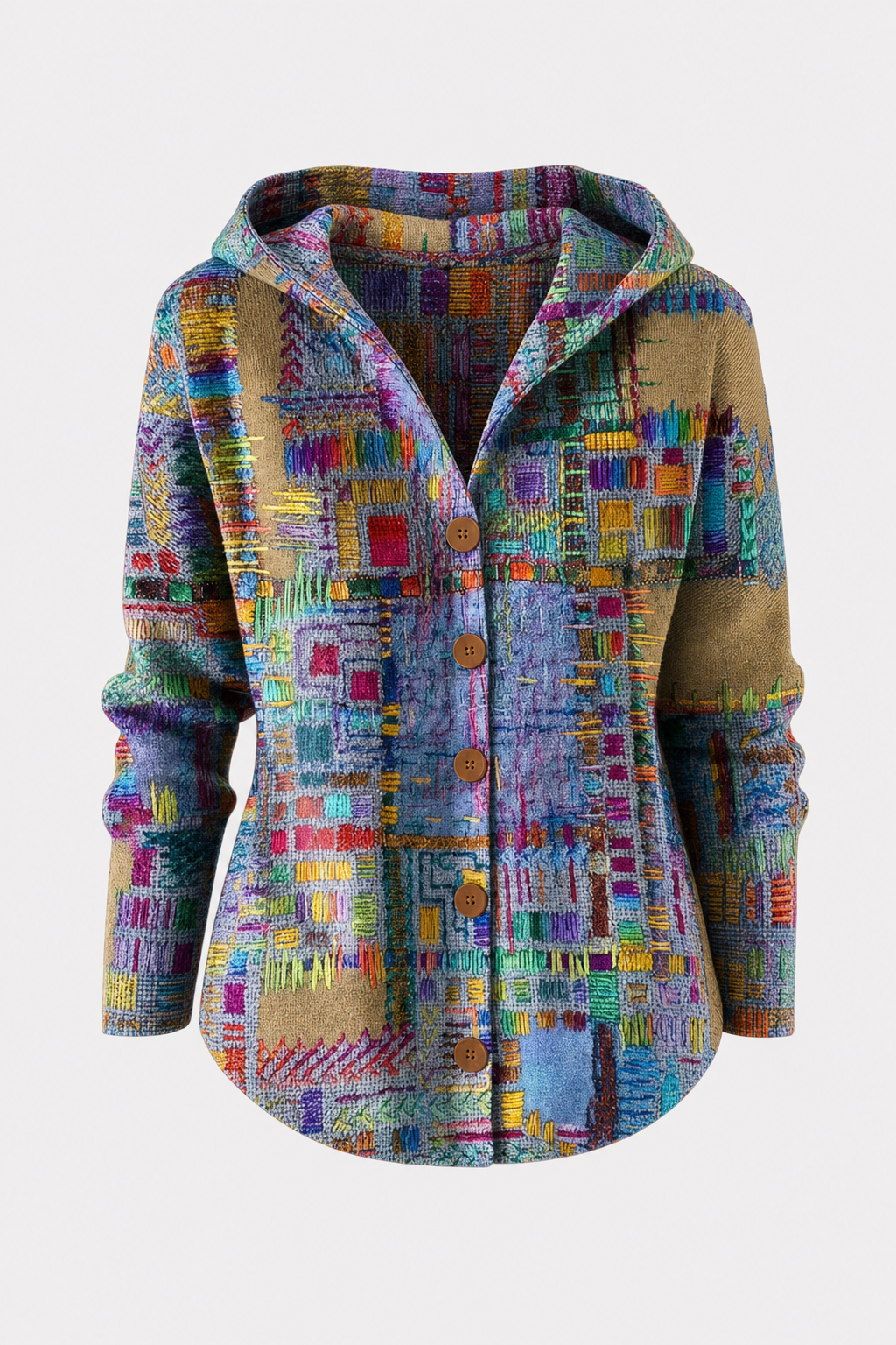 Cozy Hooded Button Front Cardigan Sweater - 1