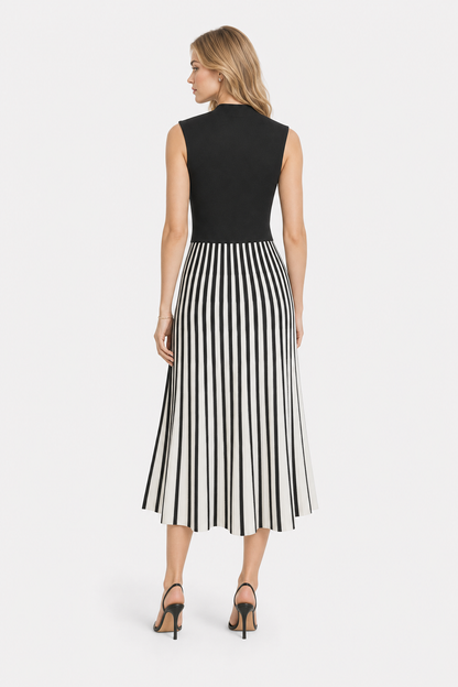 Mock Neck Color Block Knit Midi Dress - view 4