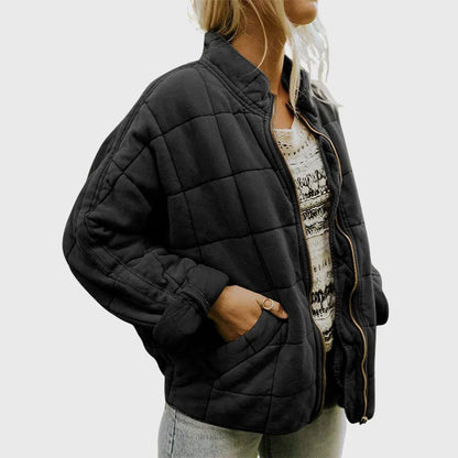 Quilted puffer jacket with high funnel neck - view 4