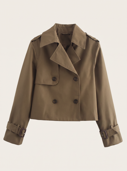 Cotton Blend Cropped Trench Jacket