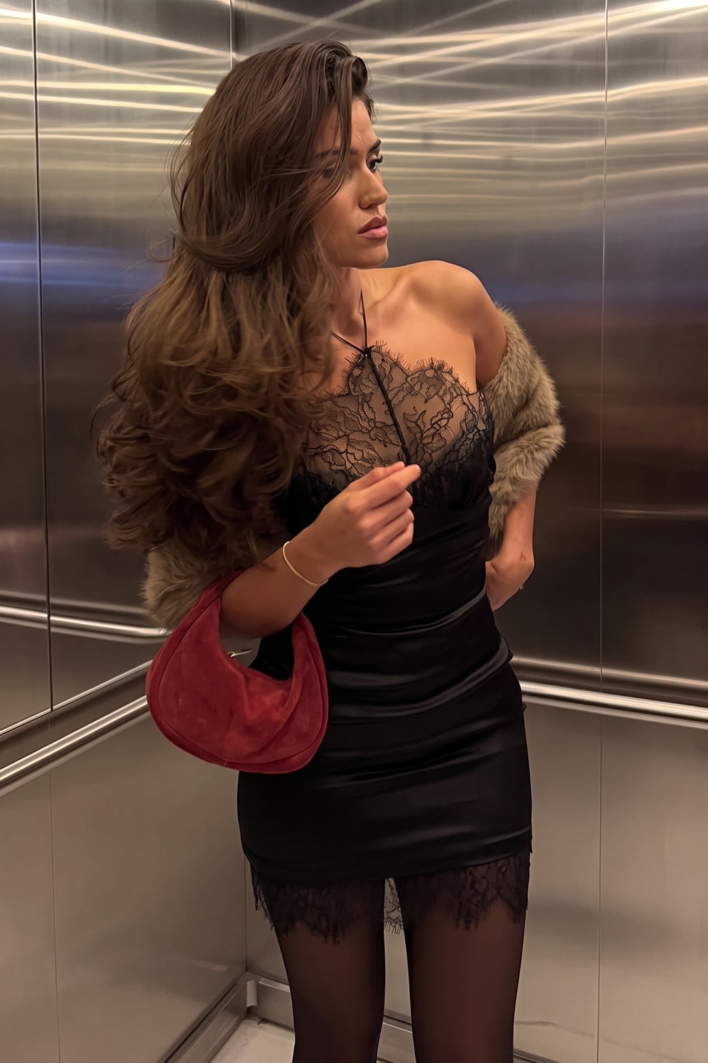 Synthetic Fiber Black Sleeveless Halter Bodycon Dress - 2