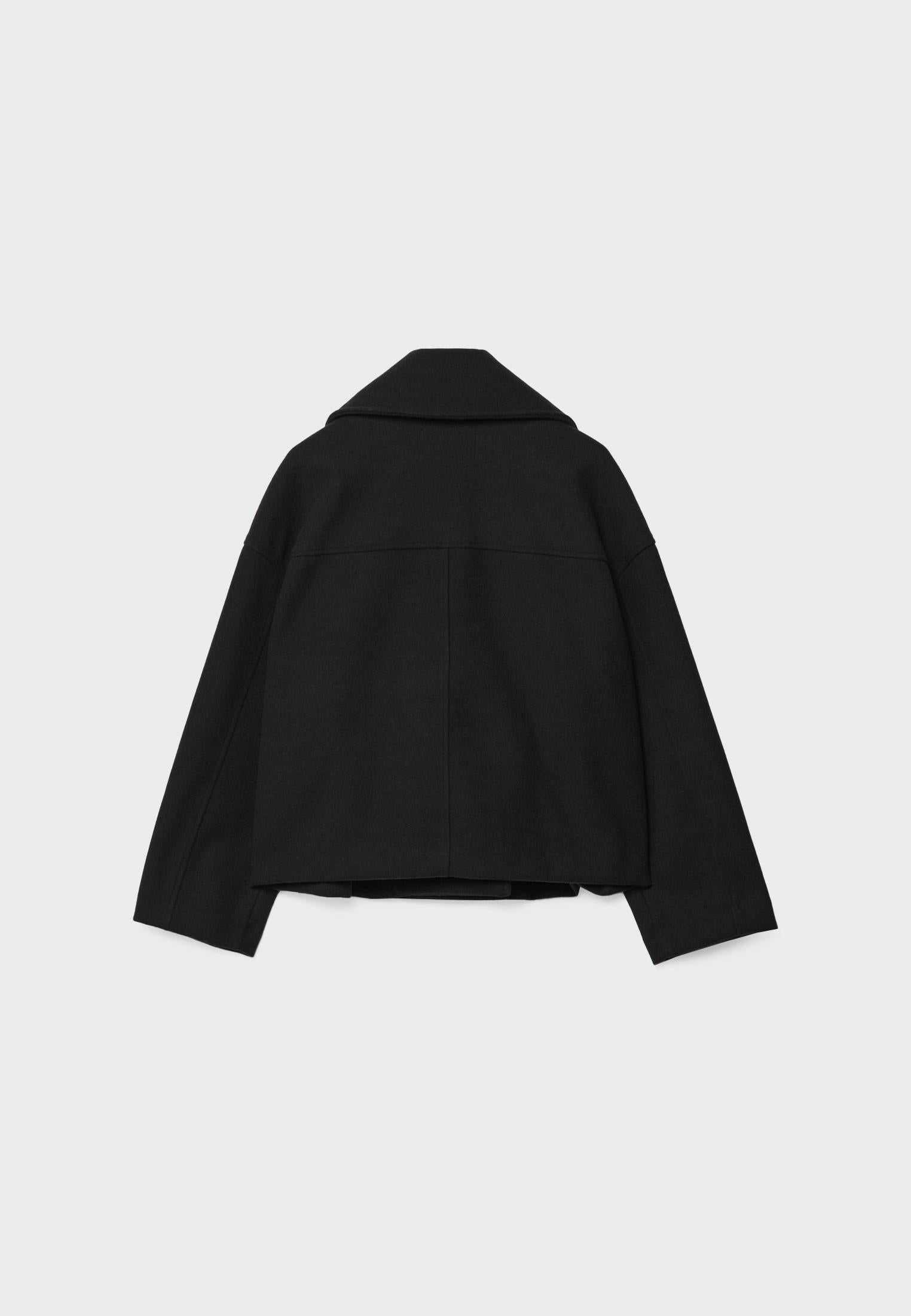 Cropped wool blend peacoat with notch lapel - view 13