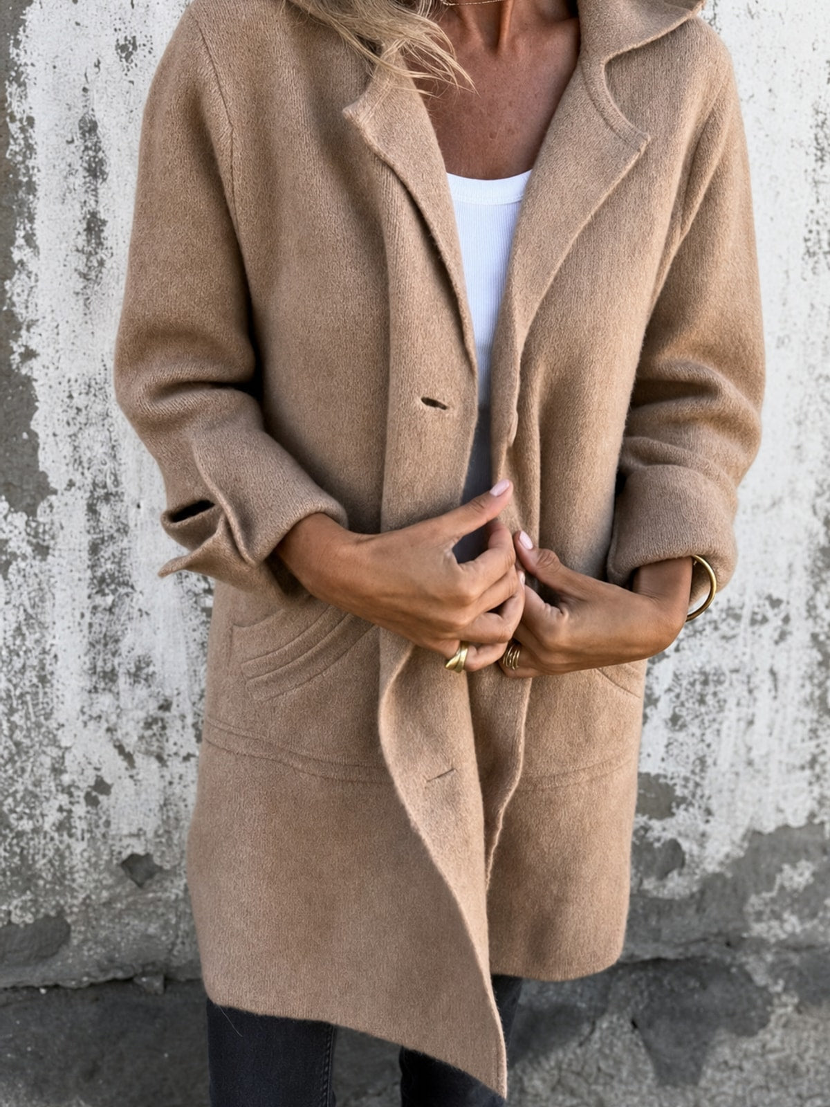 Elegant Tailored Lapel Collar Button Front Coat - 6