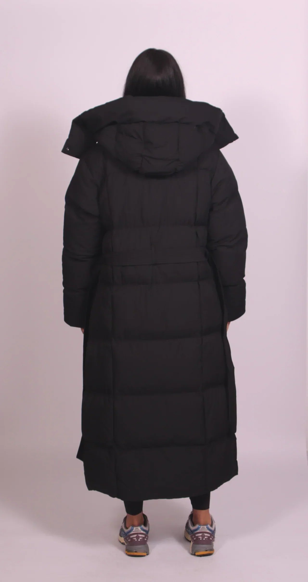 Padded Full-Length Coat With Cinched Waist - view 5