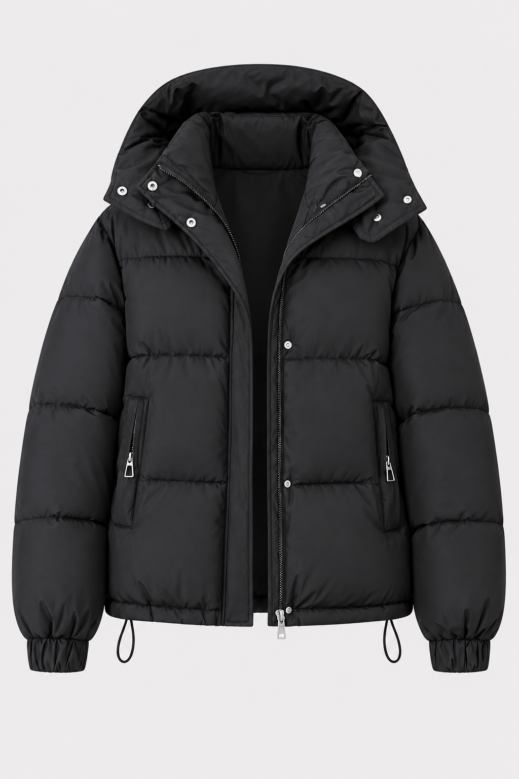 Warm Quilted Short Cozy Puffer Jacket with Hood - 1