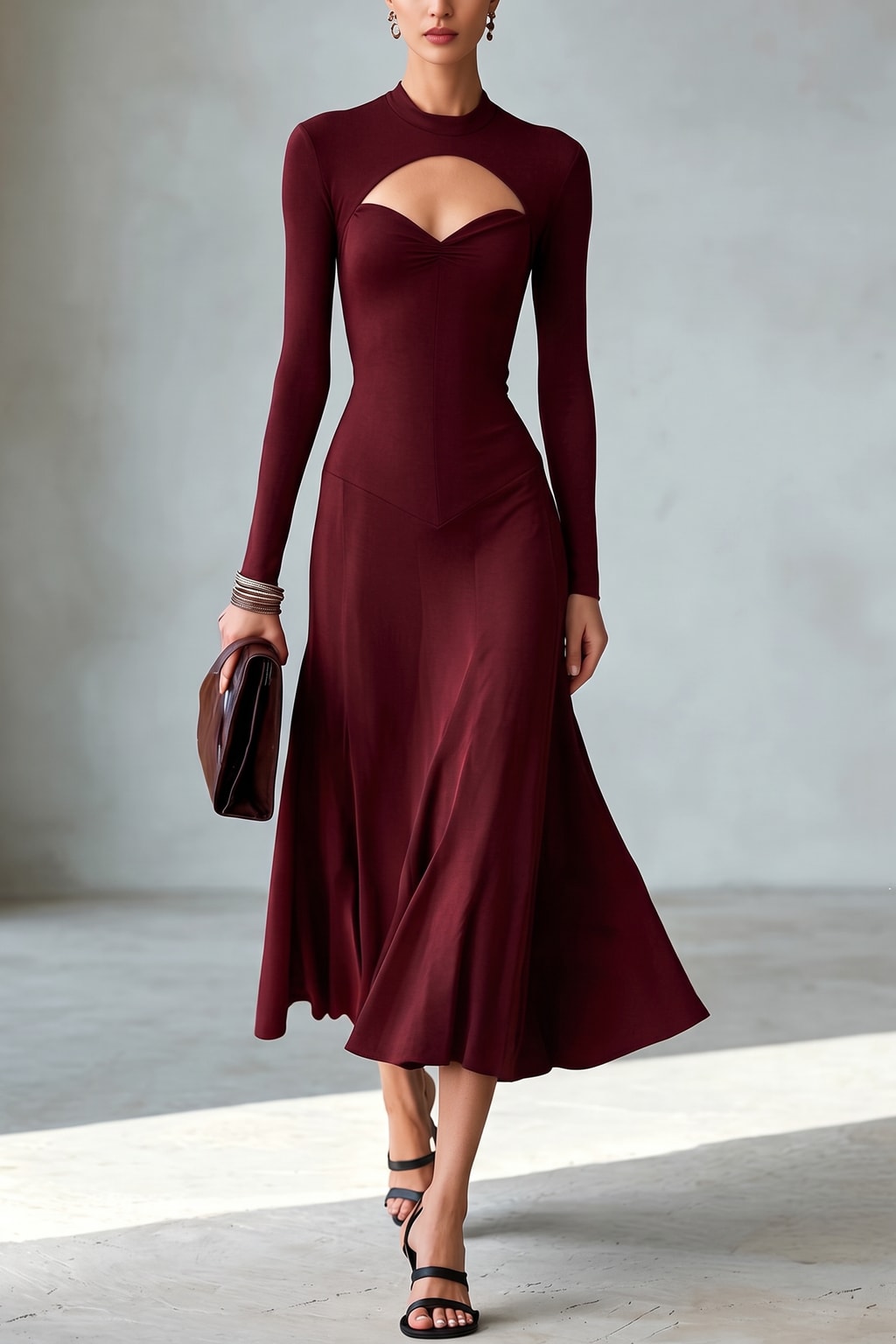 Cotton Maxi Dress With V Neck - 3