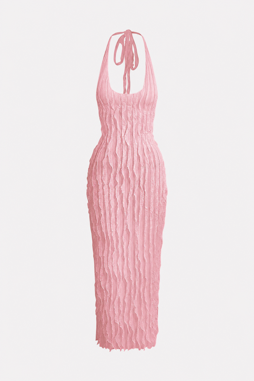 Ruffle Mesh Halter Maxi Dress - view 7