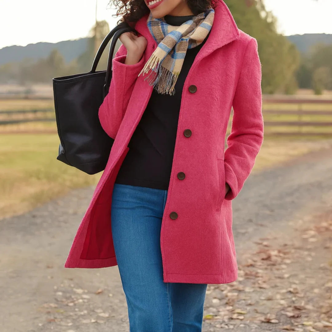 Wool blend pea coat with notched collar - view 10