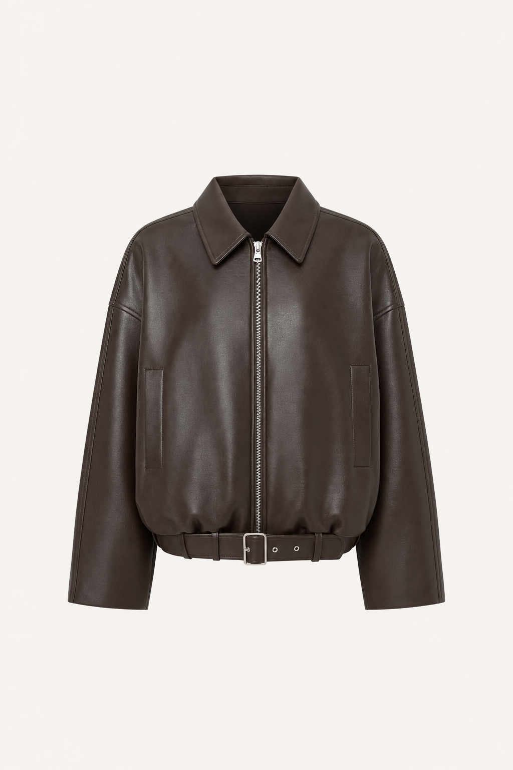 Oversized Belted Leather Jacket