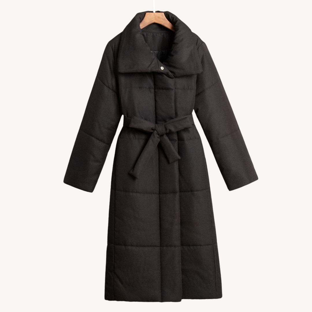Quilted Cotton Blend Long Belted Coat - view 7