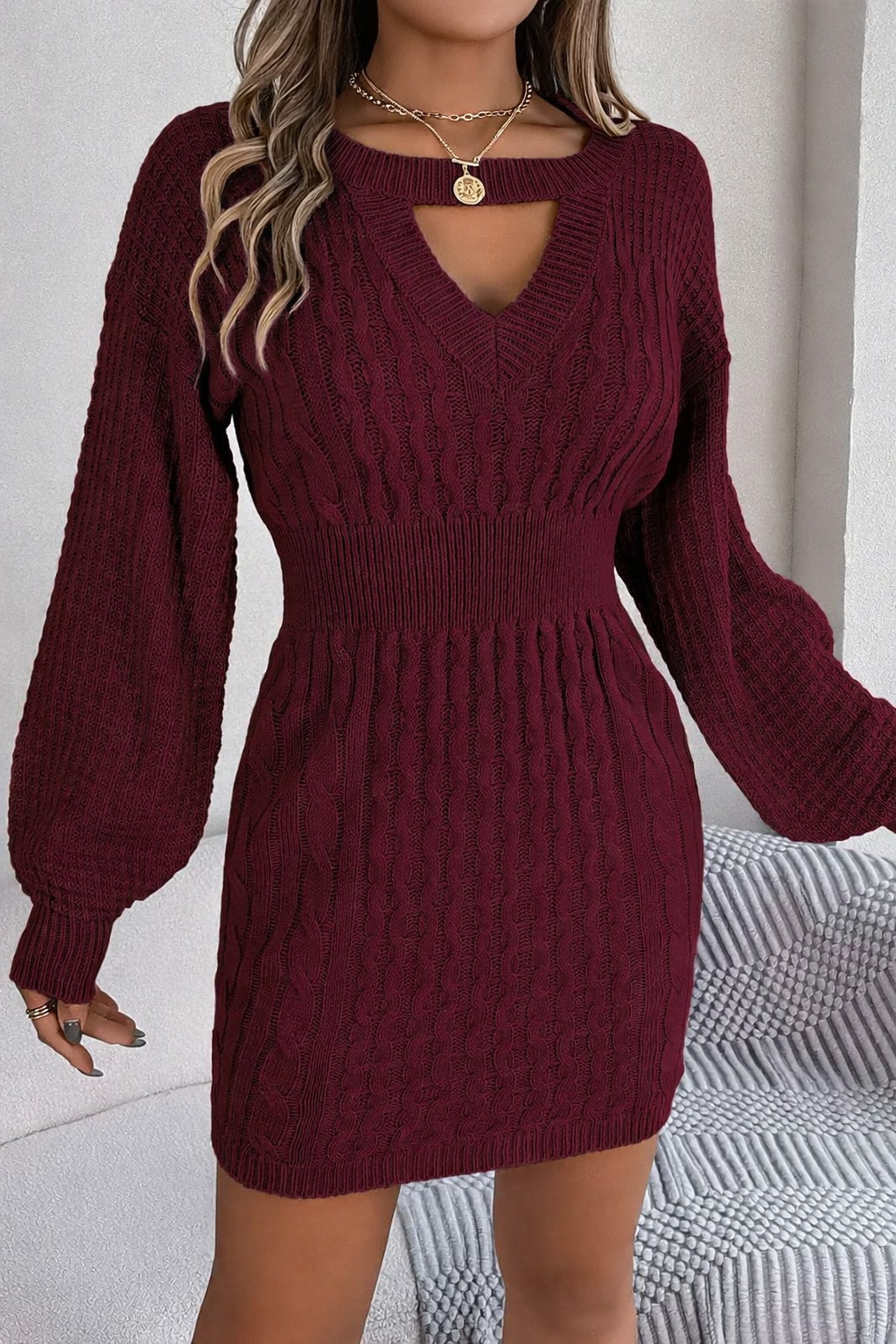 Polyester Knit Dress With Sleek A-Line Silhouette - 3