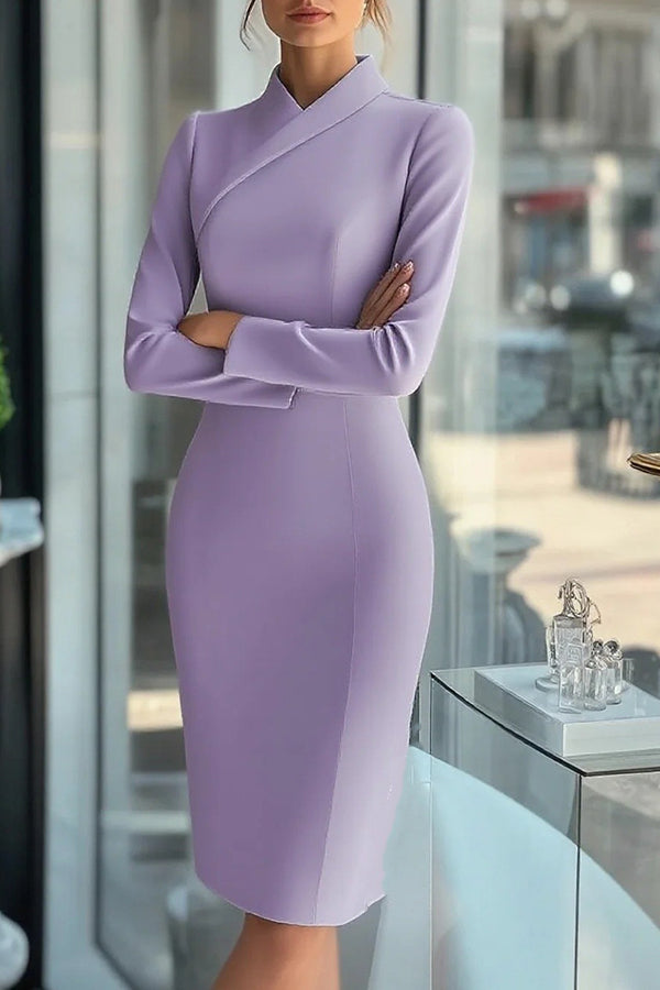 High Neck Long Sleeve Midi Dress - view 4