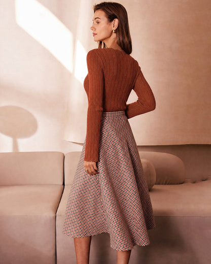 Brown textured knit slim fit sweater - view 5