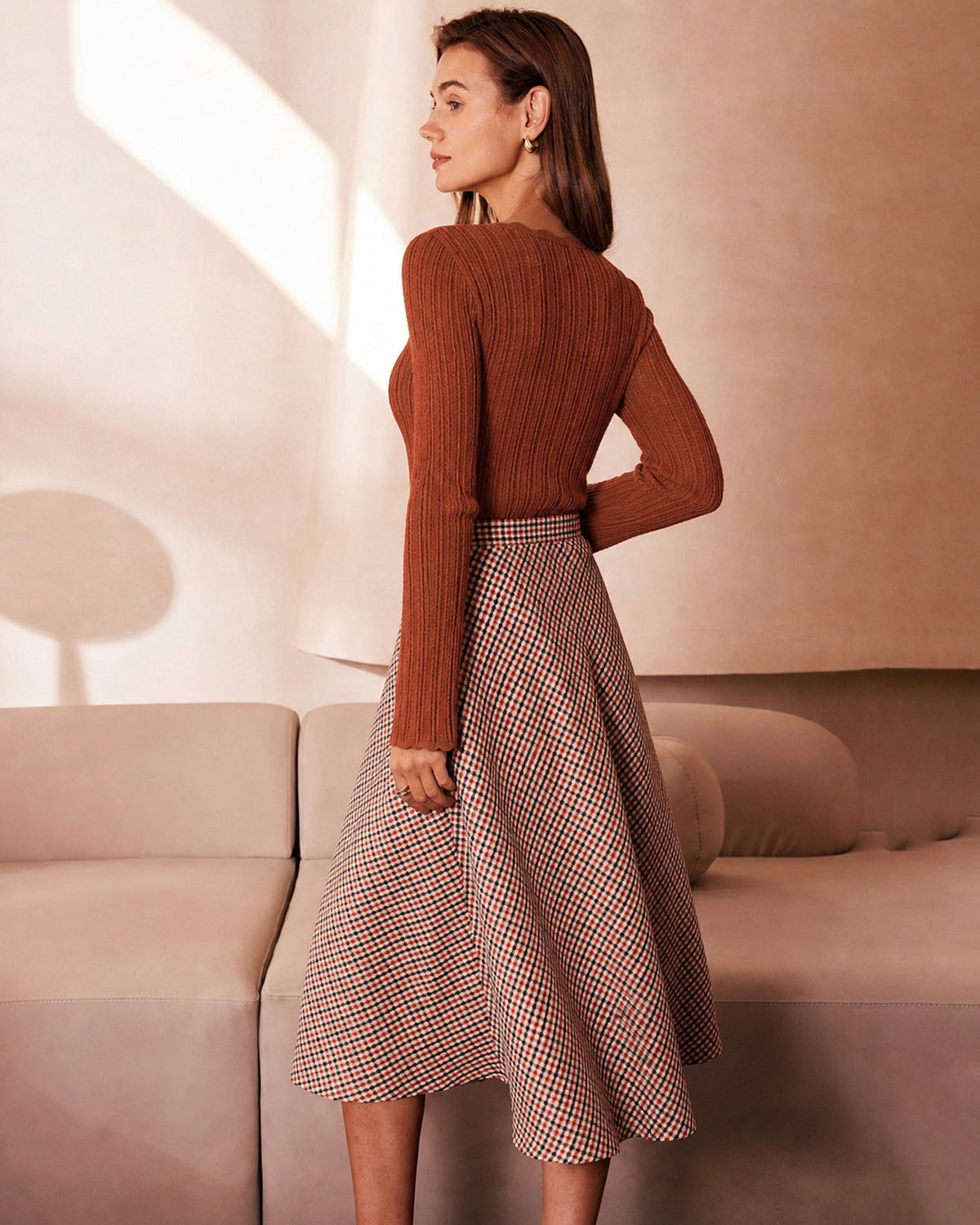 Textured Knit Sweater With Slim Fit Long Sleeves - 5