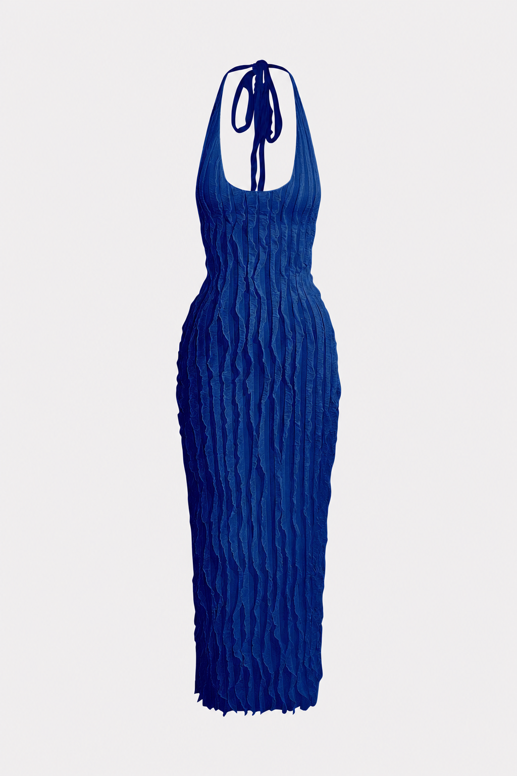 Ruffle Mesh Halter Maxi Dress - view 8