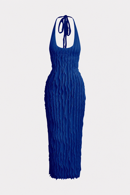 Ruffle Mesh Halter Maxi Dress - view 8