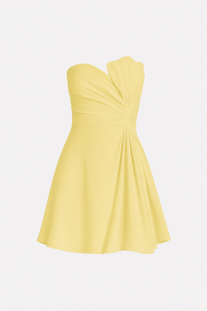Ivory Satin Strapless Ruched Mini Dress - view 5