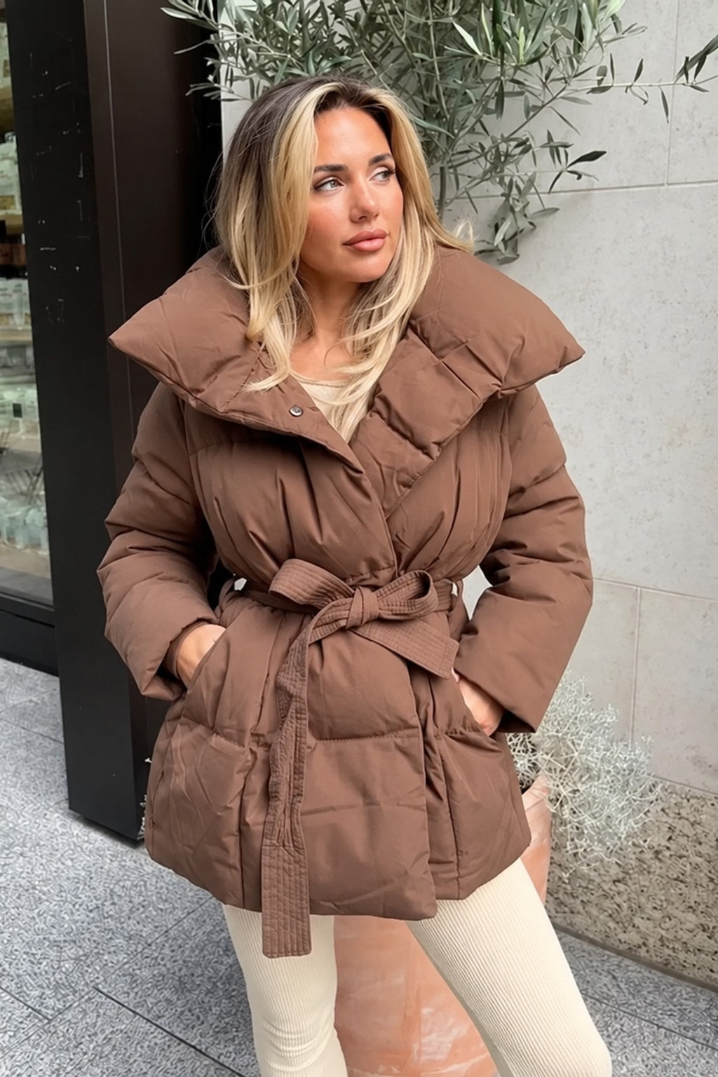 Cotton Coat Belted Lapel Outerwear - 2
