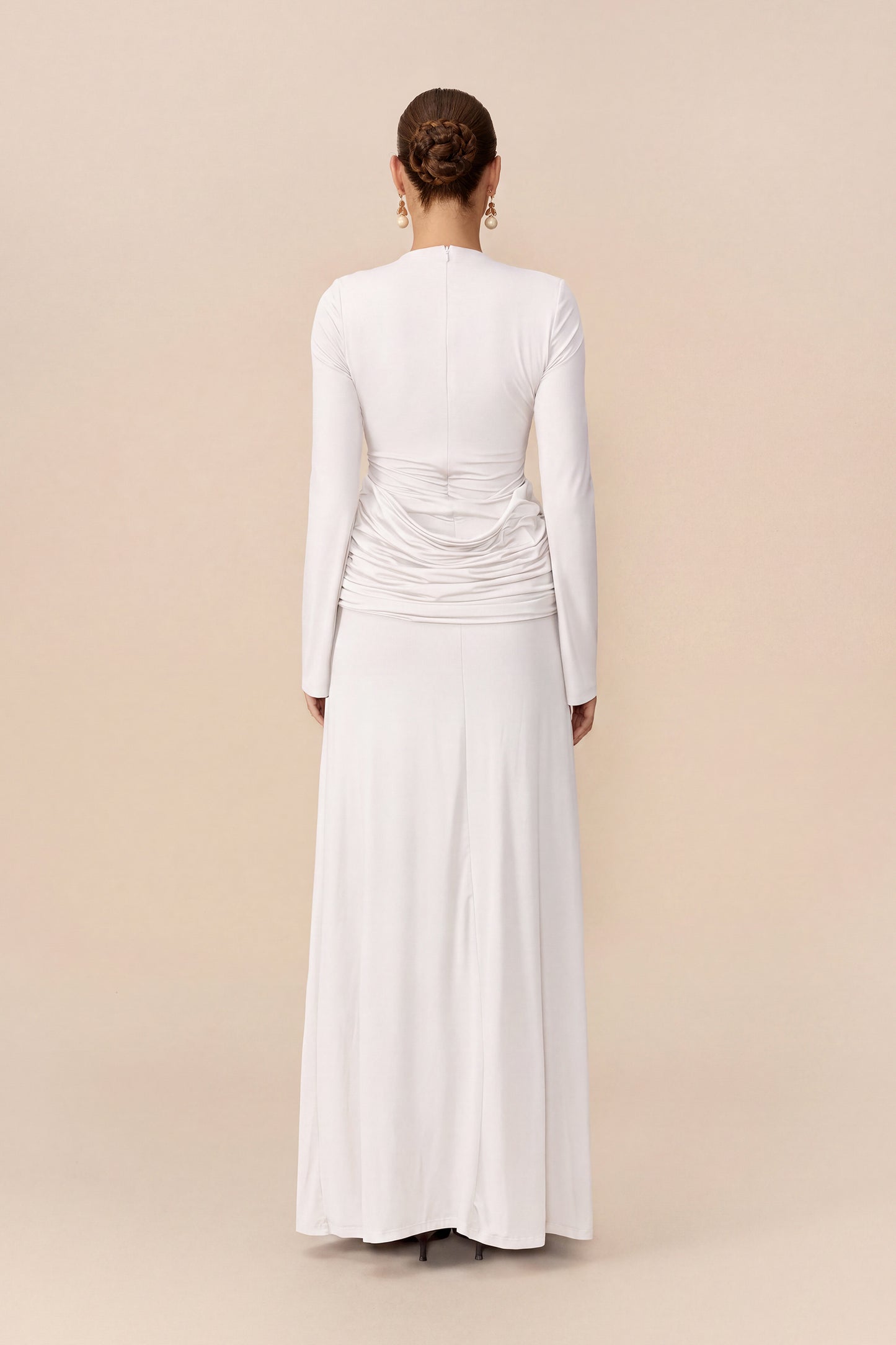 Beaded Fringe Maxi Dress in White - view 4
