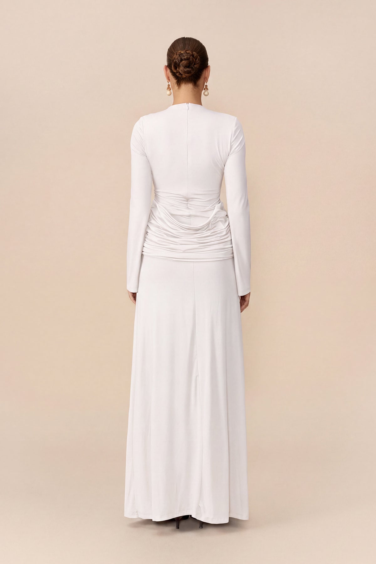 Beaded Fringe Maxi Dress in White - view 4