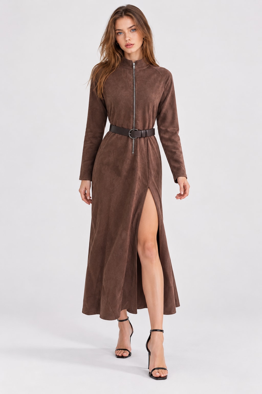 Cashmere Knit Dress Slim Fit With Zipper - 4