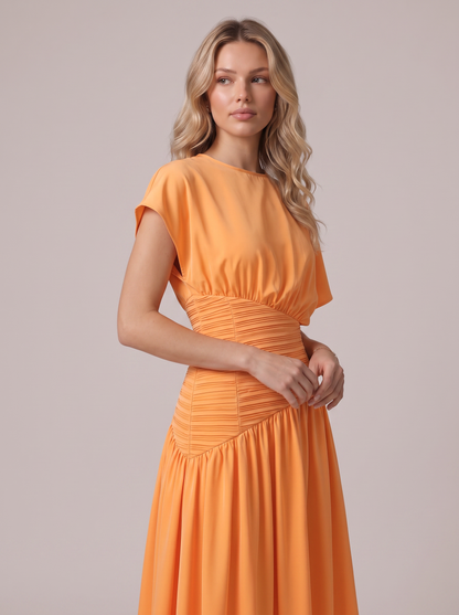 Asymmetric Sleeve Midi Dress - view 3