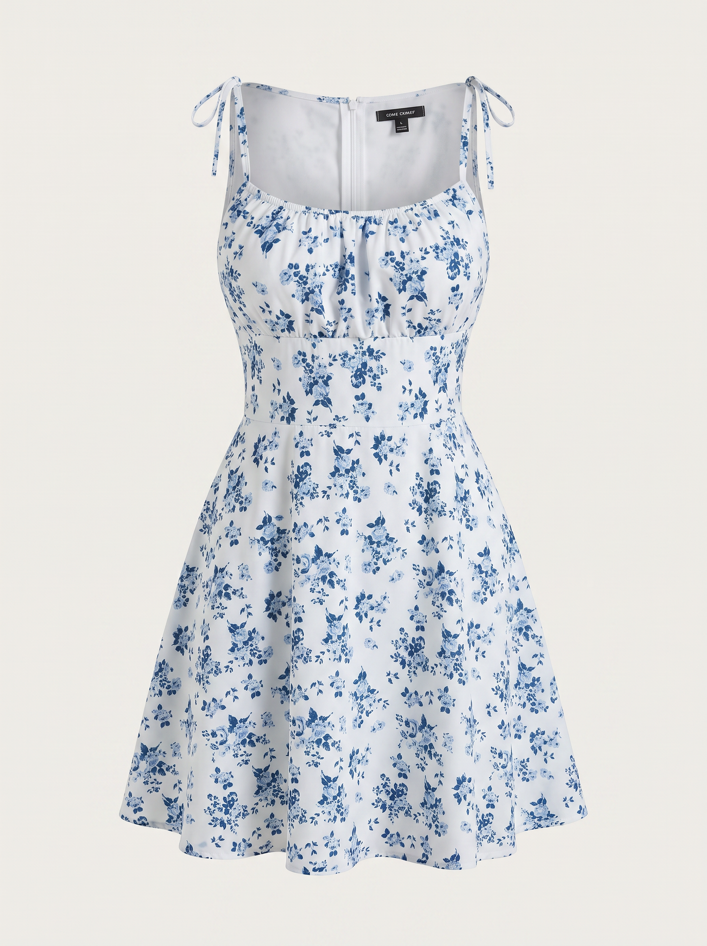 Blue Floral Tie-Strap Mini Dress