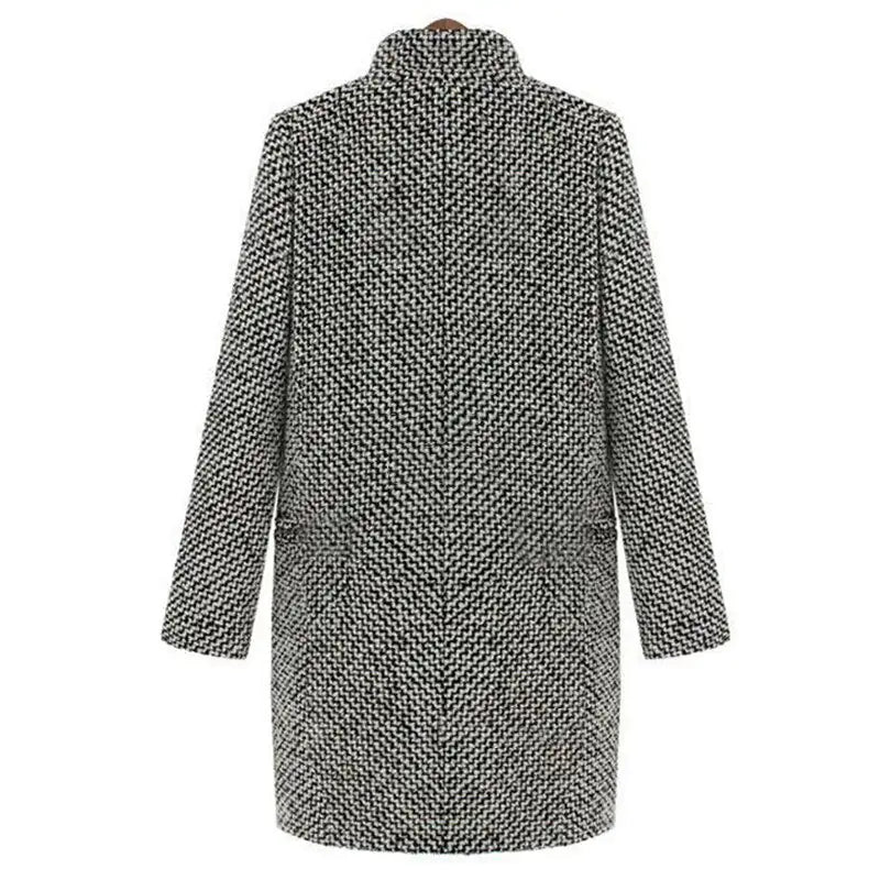 Long Wool Blend Coat in Black and White - view 2
