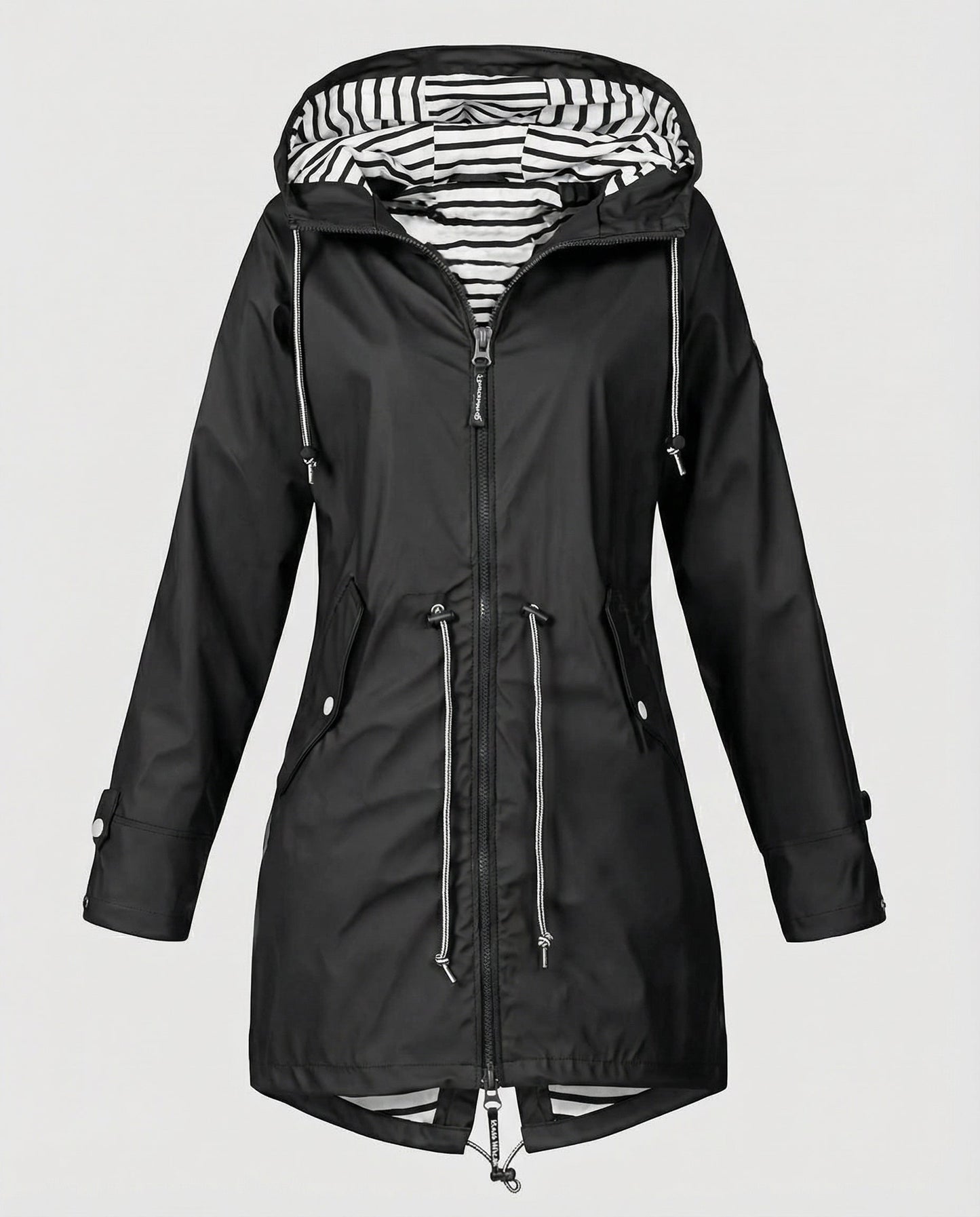 Water repellent hooded rain jacket with drawstring waist - view 4