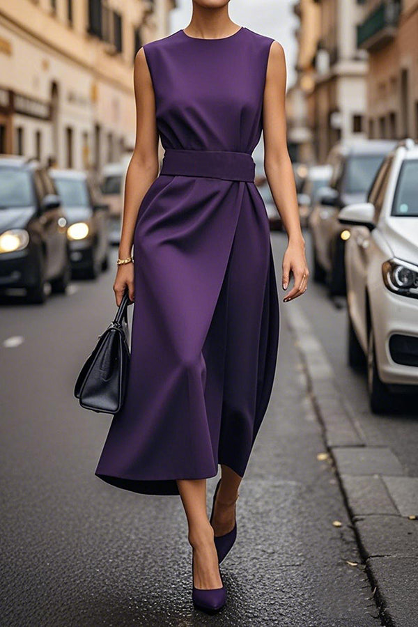 Sleeveless Round Neck Midi Dress - view 6